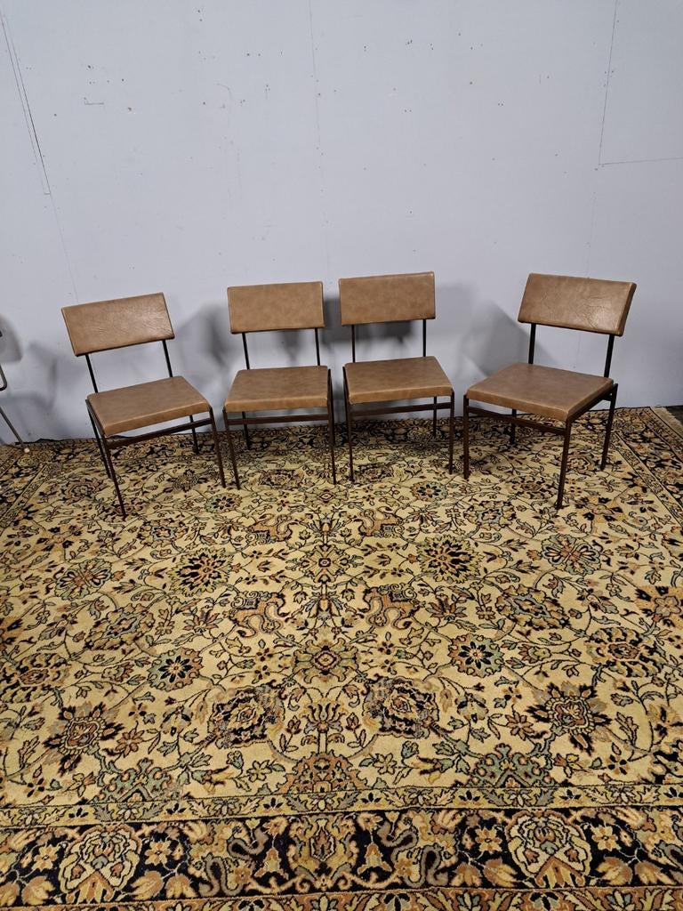 Vintage Pastoe Topform Stijl Eetkamerstoelen (4), Ophalen, Gebruikt, Bruin, Pastoe Topform