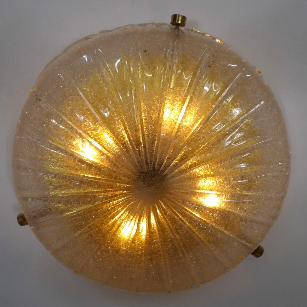 Sundburst ijsglas lamp Hillebrand 60's mid century, Ophalen of Verzenden, Zo goed als nieuw, Glas