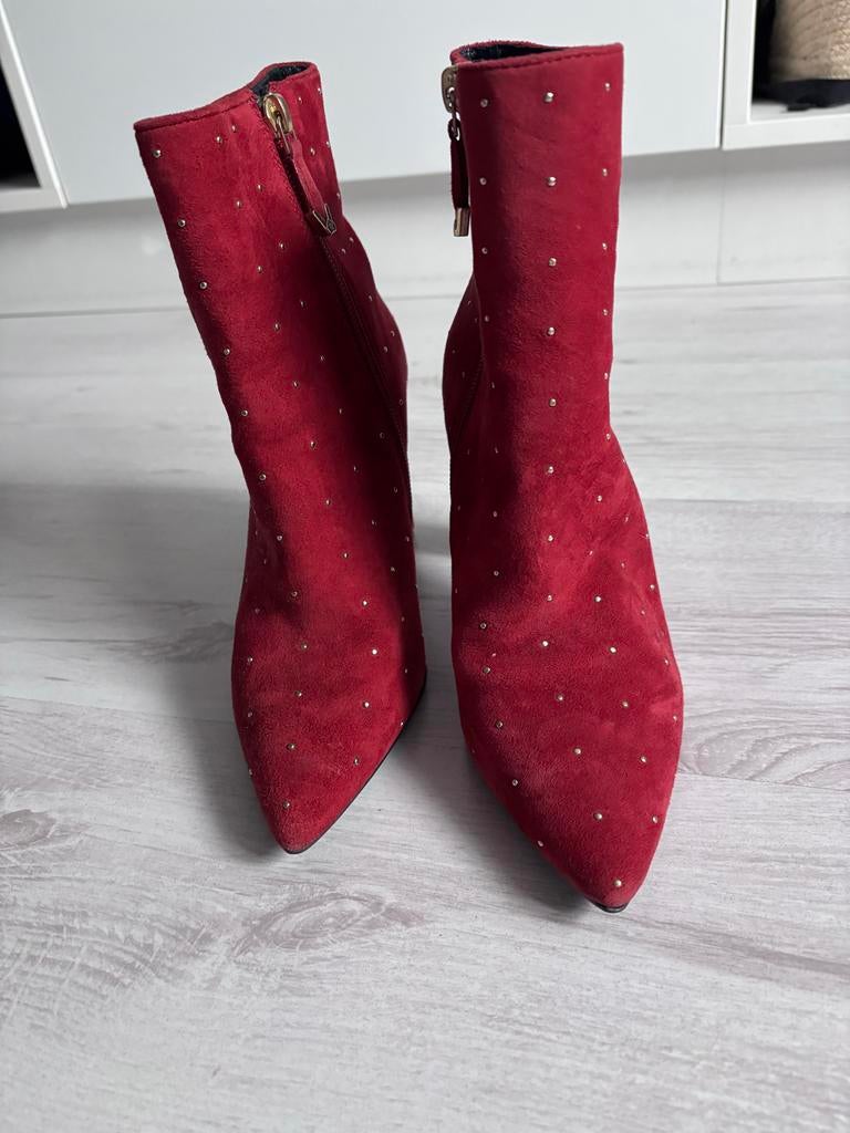 Suede laarsjes Manfield nieuw maat 37, Ophalen of Verzenden, Nieuw, Rood, Lage of Enkellaarzen