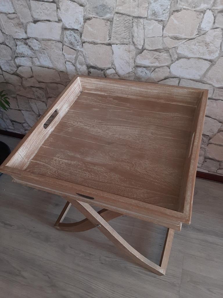 Bijzettafel, Ophalen, Zo goed als nieuw, Vierkant, Hout