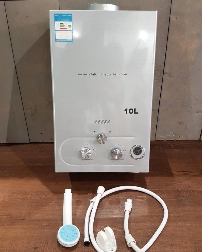 10L LPG Geiser Boiler voor Camper, Caravan, Tiny House, Ophalen of Verzenden, Minder dan 3 jaar oud, Minder dan 20 liter, Nieuw