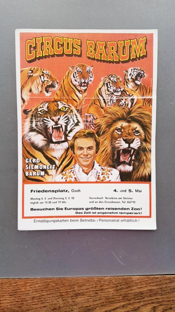 Circus/ affiche Circus Barum/ Goch ( Dld) 1992., Ophalen of Verzenden, Gebruikt