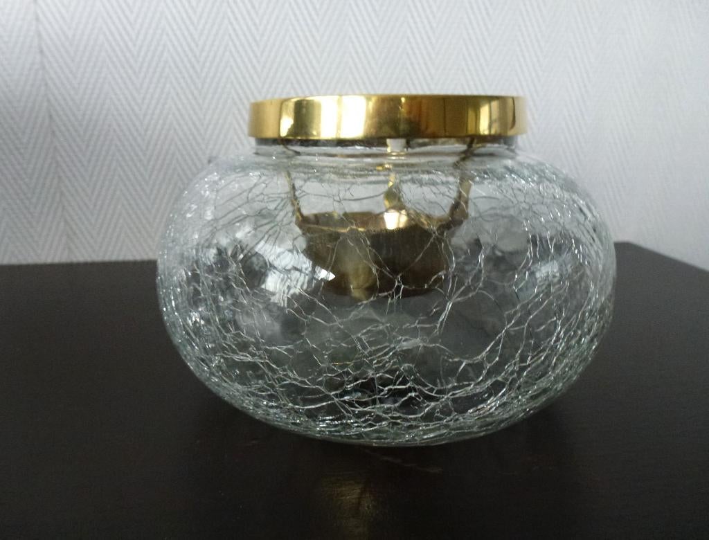 Heldere craquelé waxinelichthouder of voor kleine kaars, Ophalen of Verzenden