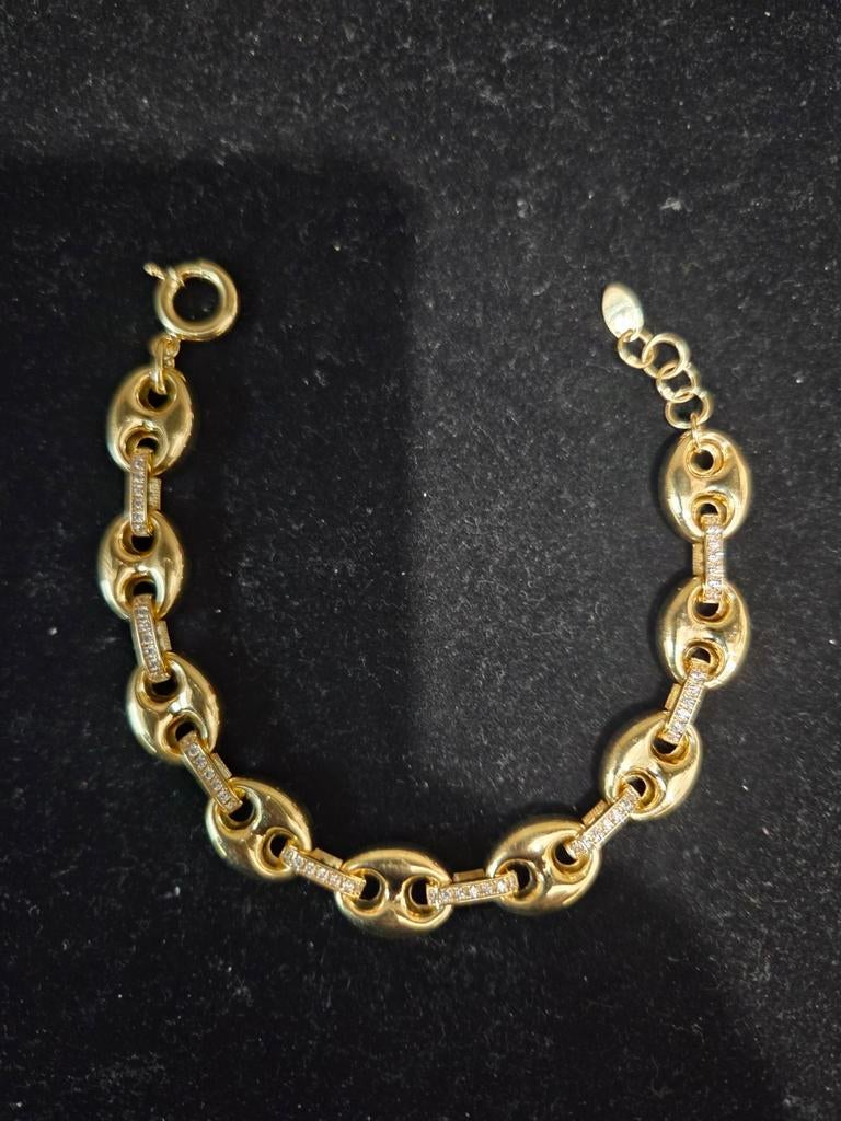 14 k gouden koffieboon schakel armband 20,5 gram, Ophalen of Verzenden, Nieuw, Goud, Goud
