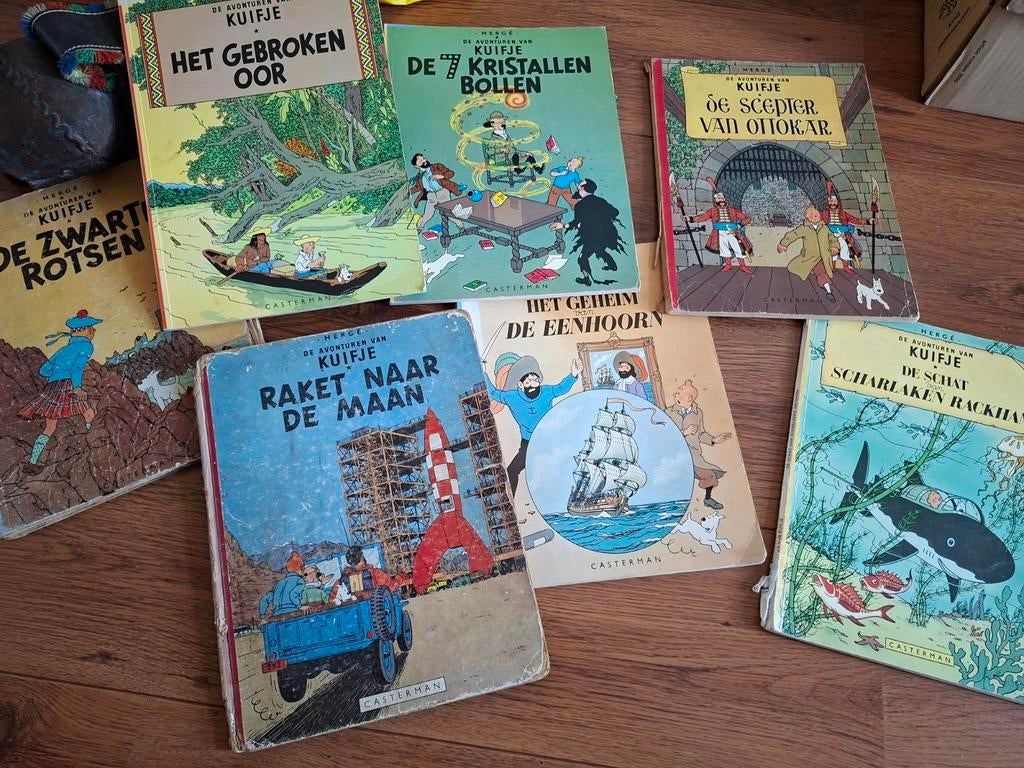 Kuifje stripboeken, 2 originele met harde kaft uit 1953, Boeken, Meerdere stripboeken, Ophalen of Verzenden, Gelezen