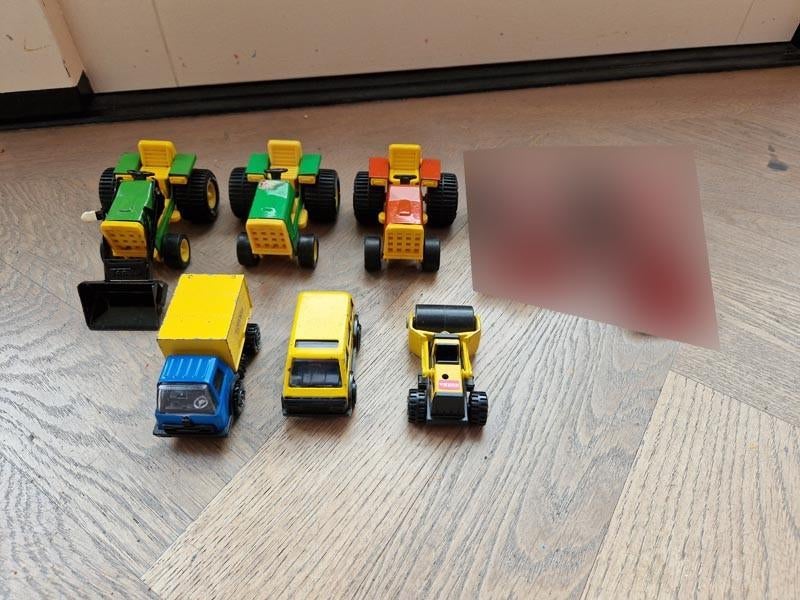 Tonka collectie - 3 tractors, 1 vrachtwagen, 1 bus, 1 wals, Ophalen of Verzenden, Gebruikt