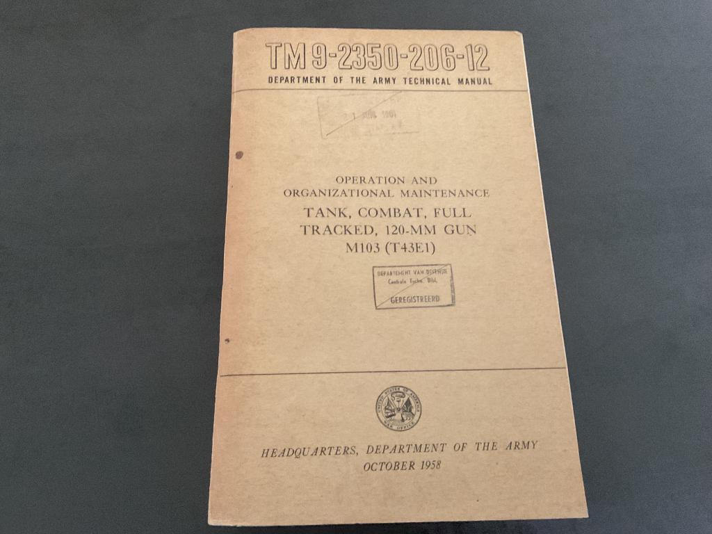 Manual tank M103 us army, Verzamelen, Militaria | Algemeen, Ophalen of Verzenden, Landmacht, Nederland, Boek of Tijdschrift