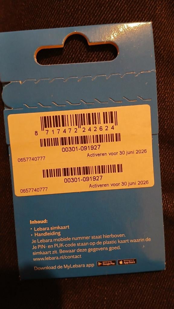 Lebara Simkaart 0657740777 top nummer Gratis Verzending!!, Verzenden, Nieuw, KPN, Simkaart