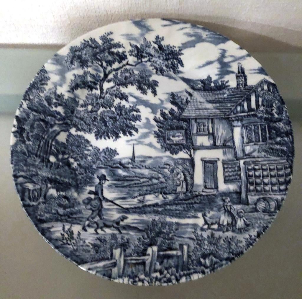 Engels blauw bord The hunter - by Myott Staffordshire jr '60, Ophalen
