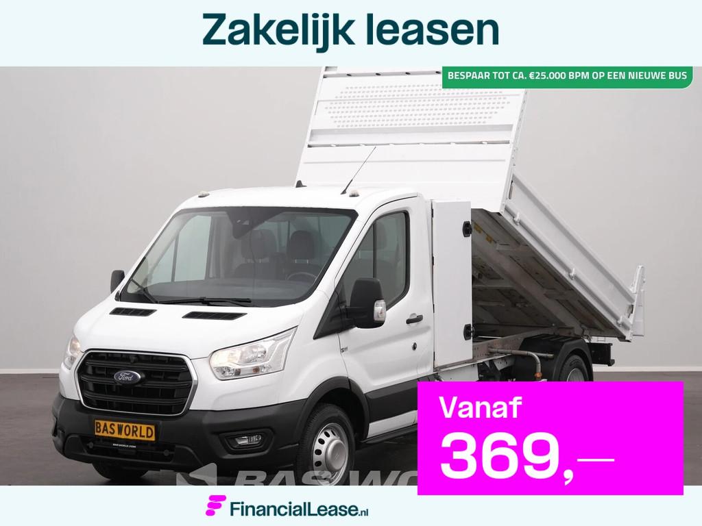 Ford Transit 170pk Kipper met Kist Dubbellucht 3,5t Trekhaak, Stof, Euro 6, 4 cilinders, Wit