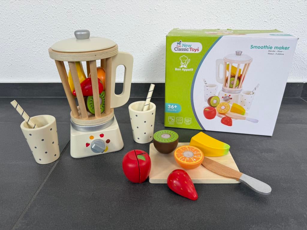 Houten smoothie maker speelset - New Classic Toys, Ophalen of Verzenden, Zo goed als nieuw