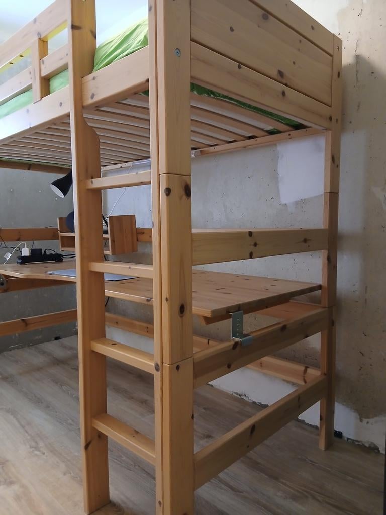 Grenen hoogslaper met bureau, Ophalen of Verzenden, Gebruikt, Overige typen