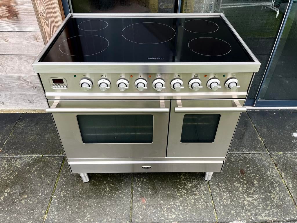 Prachtig 90cm Boretti Ilve inductie fornuis - 2 ovens! RVS, Witgoed en Apparatuur, Ophalen of Verzenden, Zo goed als nieuw, Inductie