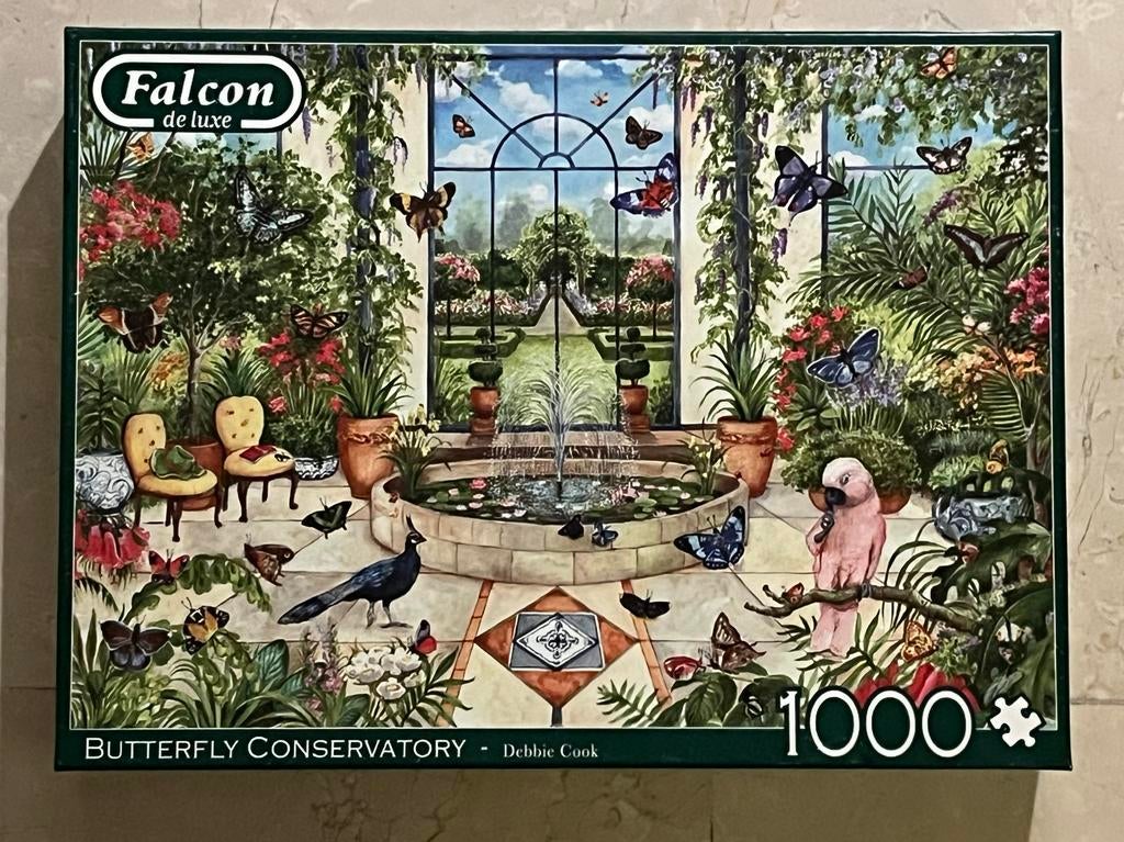 Falcon de luxe Butterfly Conservatory puzzel 1000 stukjes, Hobby en Vrije tijd, Ophalen of Verzenden, 500 t/m 1500 stukjes, Gebruikt