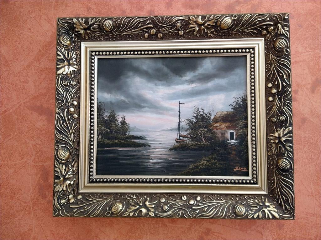 Olieverf schilderij landschap van J.Kok, Ophalen of Verzenden