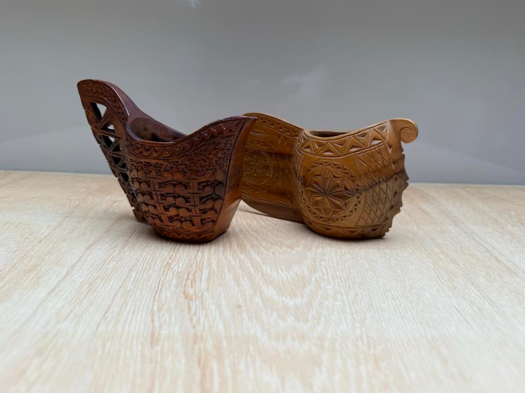 Antieke Scandinavische volkskunst beker/lepel, ca. 1880, Ophalen