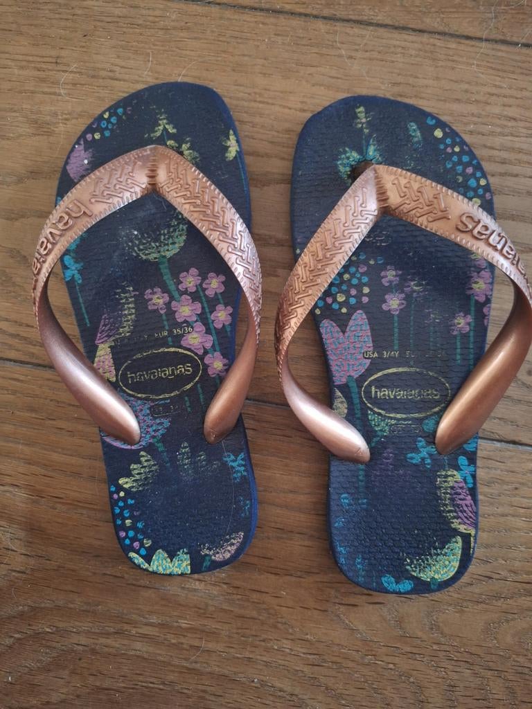 Havaianas slippers maat 35, Slippers, Blauw, Ophalen of Verzenden, Gedragen