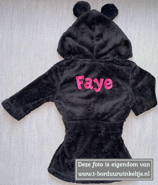 Badjas Mickey Zwart geborduurd met naam (baby), Ophalen of Verzenden, Nieuw, Kraamcadeau