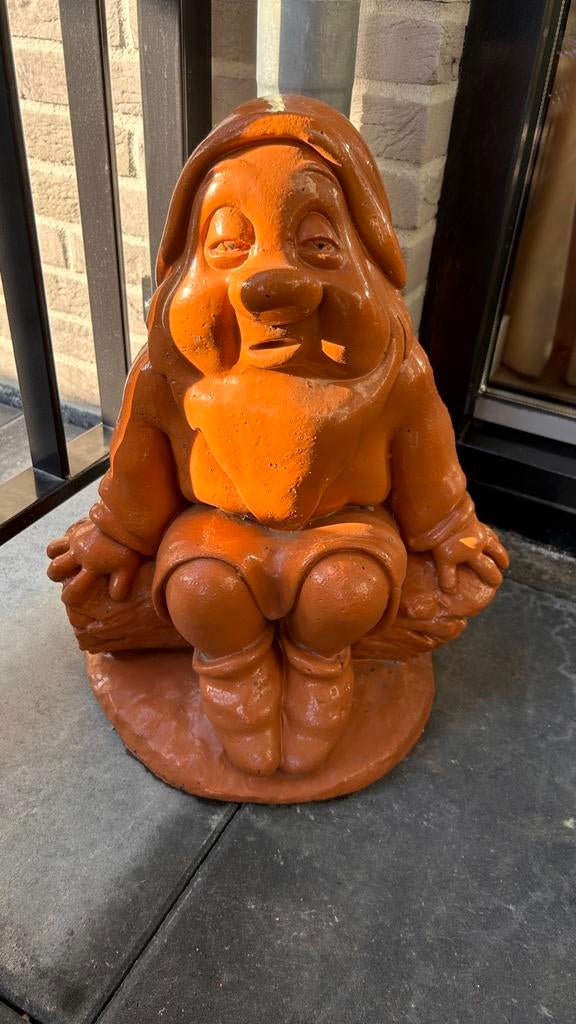 Oranje tuinkabouter - Decoratieve kabouter voor buiten, Ophalen, Gebruikt, Beton, Tuinkabouter
