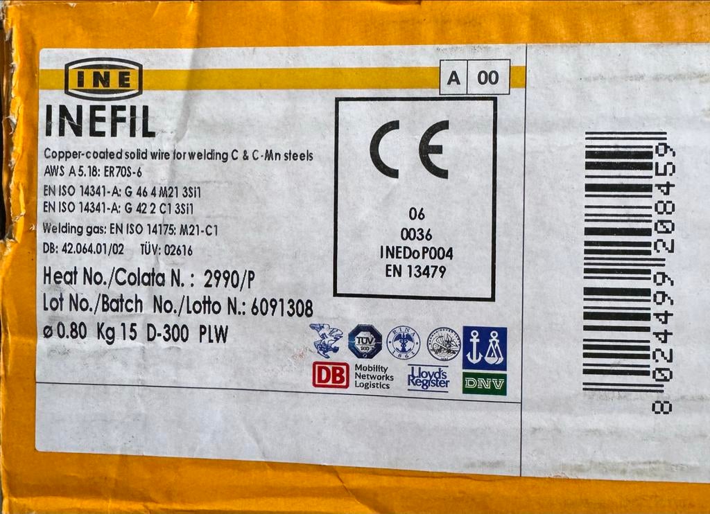 INEFIL CO2 Lasdraad 0.80mm 15kg - Kopergecoat massief draad, Doe-het-zelf en Verbouw, Gereedschap | Lasapparaten, Ophalen, Nieuw