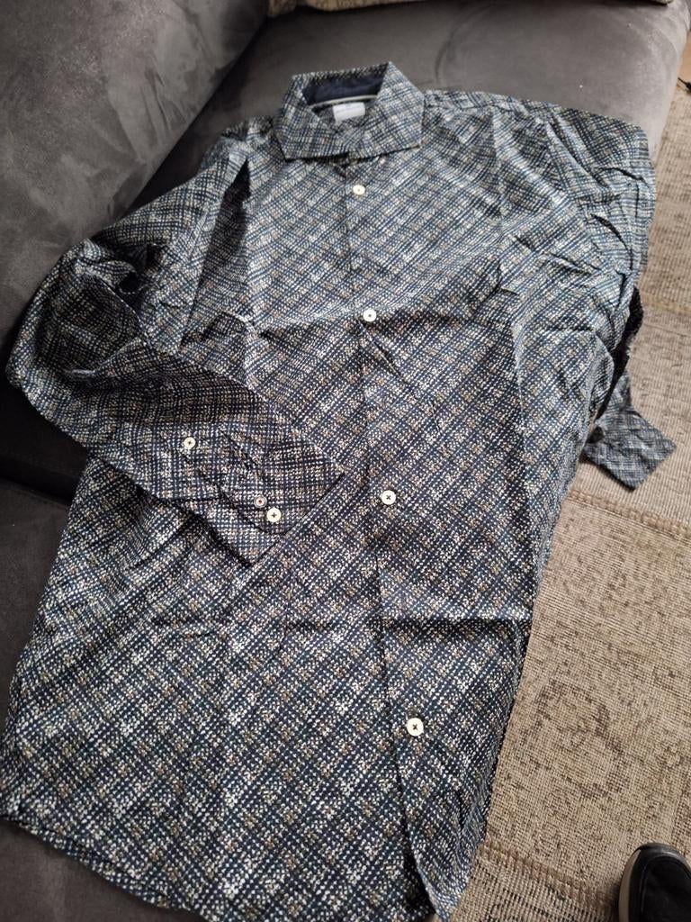 Blue Industry overhemd met patroon, Kleding | Heren, Blue Industry, Blauw, Ophalen of Verzenden, Zo goed als nieuw