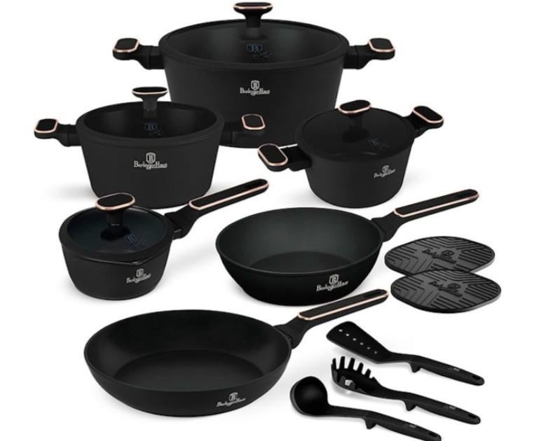 Berlinger Haus Black Rose 15-delige Kookset (BH/8363), Pannenset, Ophalen of Verzenden, Keramische plaat, Nieuw