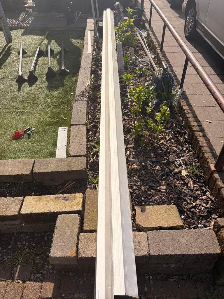 Zonnescherm 5,20 meter, 150 tot 300 cm, Ophalen of Verzenden, Zo goed als nieuw, Knikarmscherm