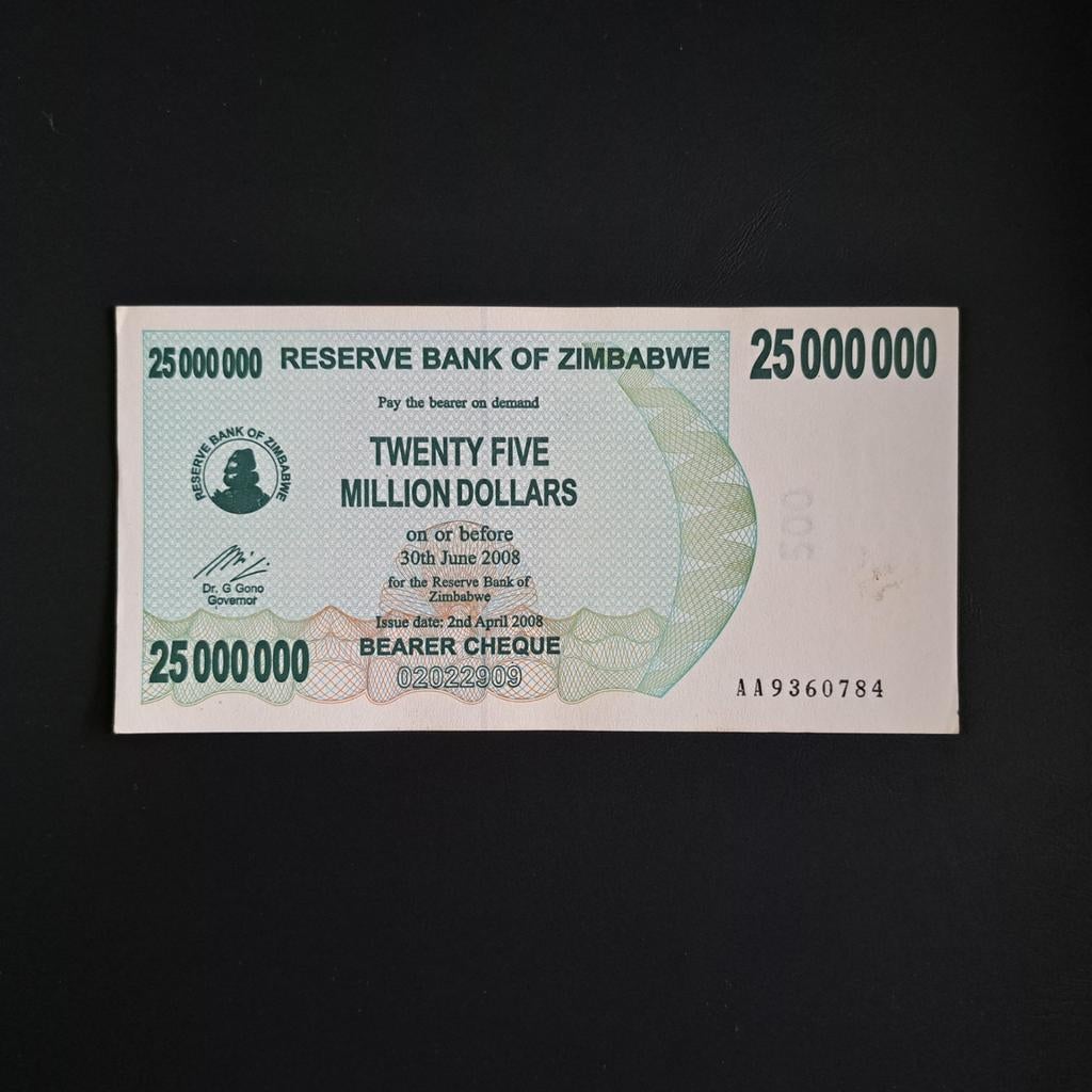 25000000 dollar Zimbabwe #008, Verzenden, Zimbabwe, Los biljet