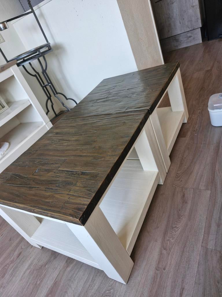 2 houten salontafels, Ophalen, Gebruikt, 50 tot 100 cm, Vierkant