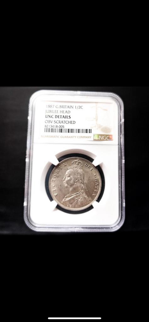 1/2 Crown 1887 Great Britain Victoria Jubilee Head zilver, Postzegels en Munten, Munten | Europa | Niet-Euromunten, Ophalen of Verzenden