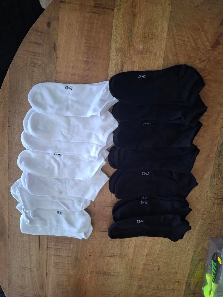 15 paar enkelsokken zwart en wit., Kleding | Dames, Ophalen of Verzenden, Nieuw, Wit, Sokken en Kniesokken