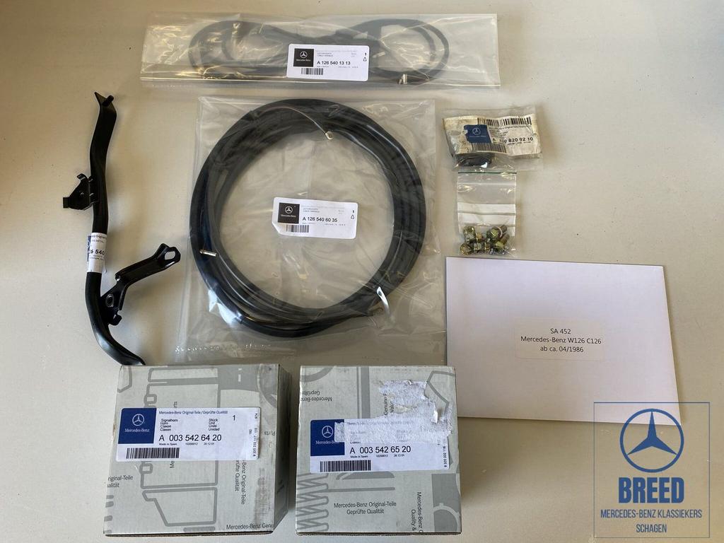 NOS inbouwset dubbeltonige claxon voor Mercedes-Benz W126, -, Nieuw, Ophalen of Verzenden, -