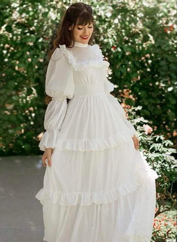 Zomer jurk, witte en lange jurk, Kleding | Dames, Jurken, Ophalen, Wit, Maat 42/44 (L), Gedragen