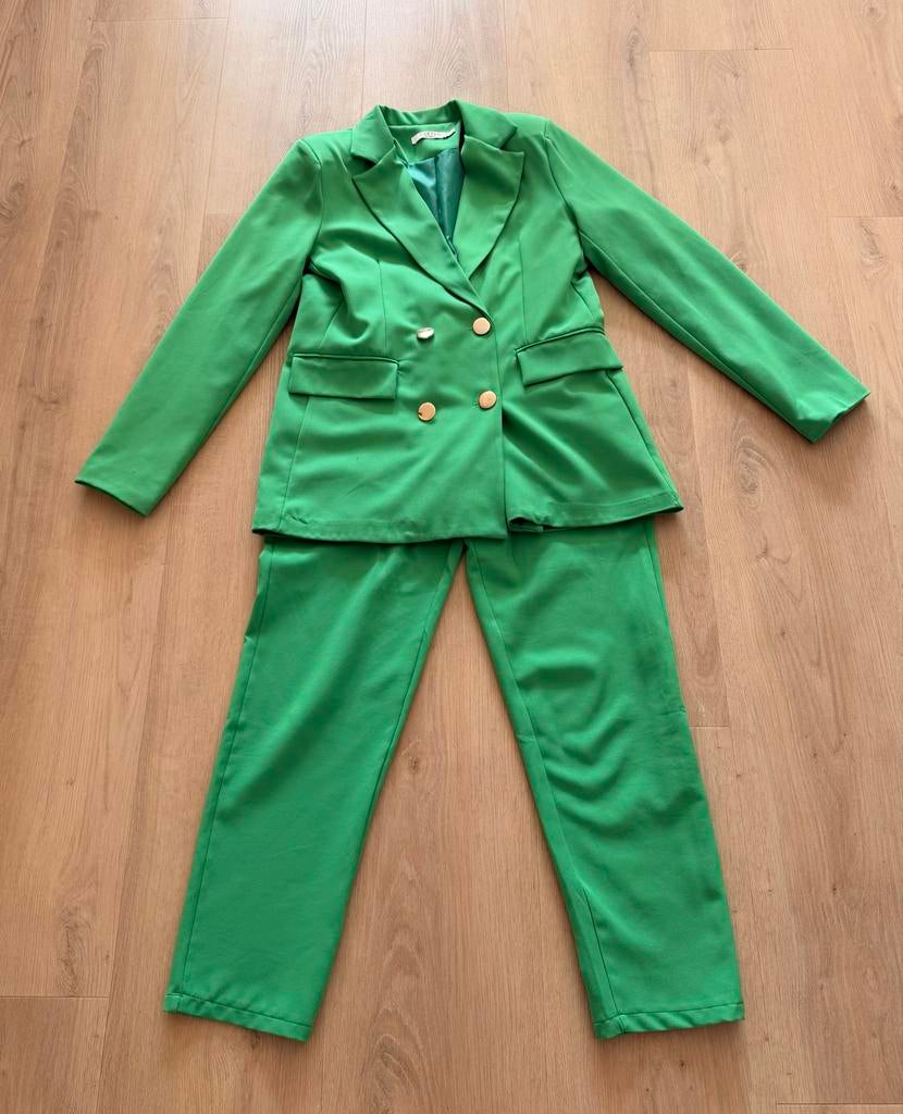 Costes Dames Pak - Groene Blazer (L) & Broek (M), Kleding | Dames, Maat 38/40 (M), Kostuum of Pak, Ophalen of Verzenden, Zo goed als nieuw
