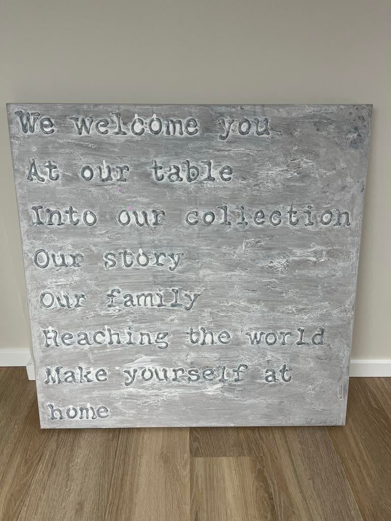 Sabine Kleiren Schilderij 100x100cm - 'We Welcome You', Antiek en Kunst, Kunst | Schilderijen | Modern, Ophalen