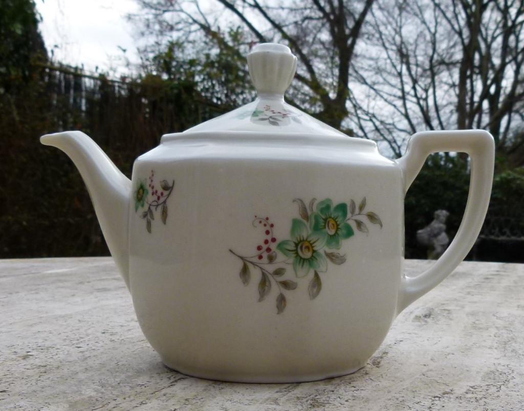 Mosa Groene Bloem Theepot en 5 Koffie Kop + Schotels, Ophalen of Verzenden