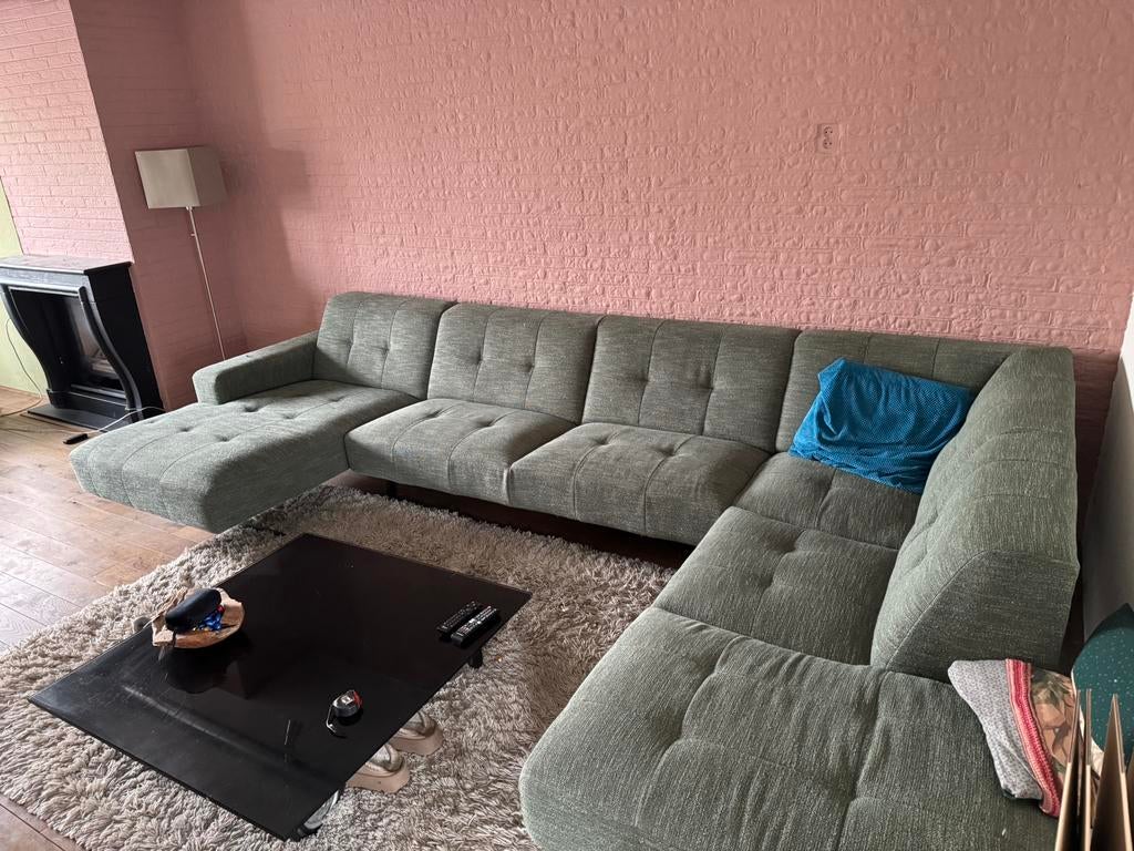 Montel hoekbank groen, Huis en Inrichting, Banken | Bankstellen, Ophalen, Gebruikt, Hoekbank, 300 cm of meer