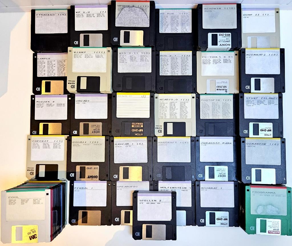 178 DOS HD Diskettes met Labels vol met Software, Computers en Software, Vintage Computers, Diversen, Verzenden, Nvt, Nvt