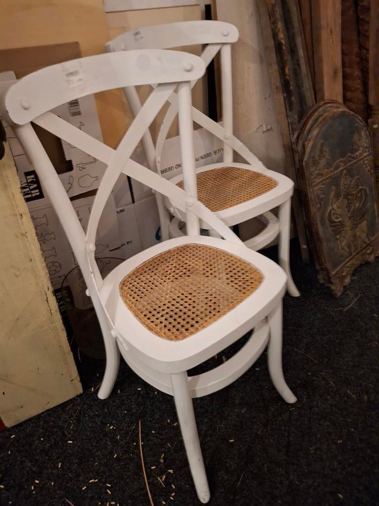 Kruis Stoelen, Ophalen, Gebruikt, Twee, Wit