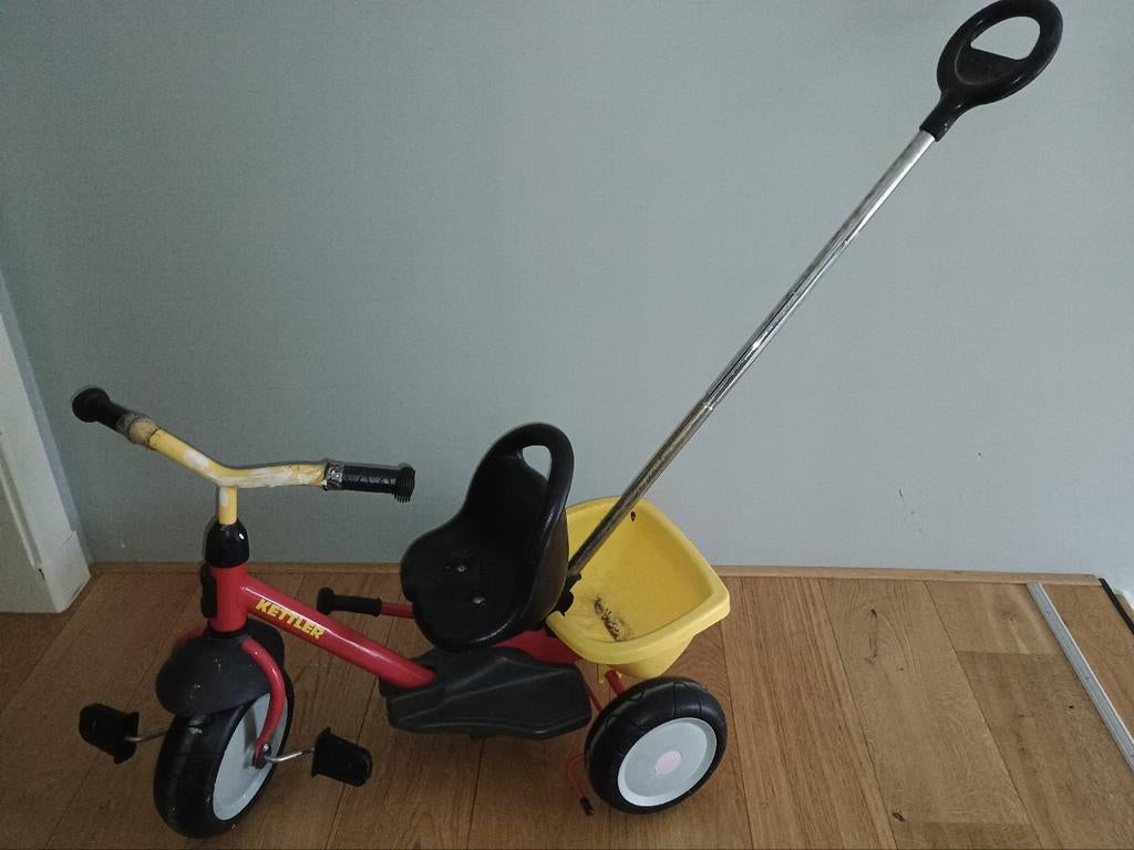 Kettler driewieler met duwstang en kiepbakje, Ophalen, Gebruikt, Kettler, Duwstang
