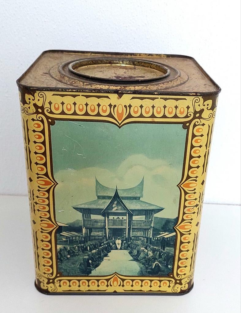 Antiek Winkelblik Voorraadblik Blik Indonesië Indië, Verzamelen, Verzenden, Gebruikt