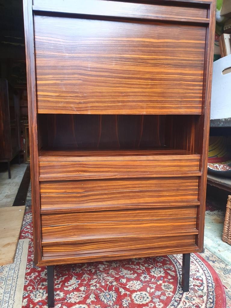 Seventies Palisander Barkast Secretaire, Ophalen, Gebruikt, Sevenies