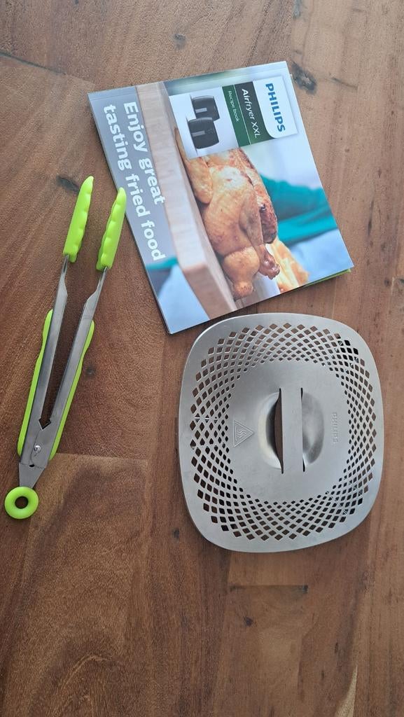 Philips airfryer snackset, rvs rekje, kookboek en tang, Witgoed en Apparatuur, Airfryers, Ophalen of Verzenden, Zo goed als nieuw
