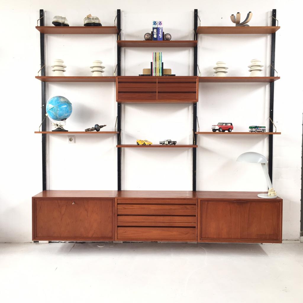 Poul Cadovius by Royal System vintage modulair wandsysteem, Huis en Inrichting, Kasten | Wandmeubels, Gebruikt, 200 cm of meer