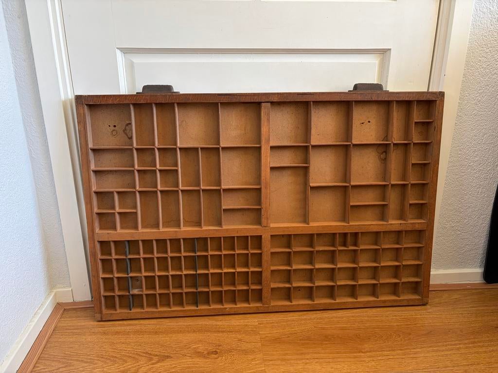 Antieke letterbak lade - Vintage houten sorteerbak, Ophalen