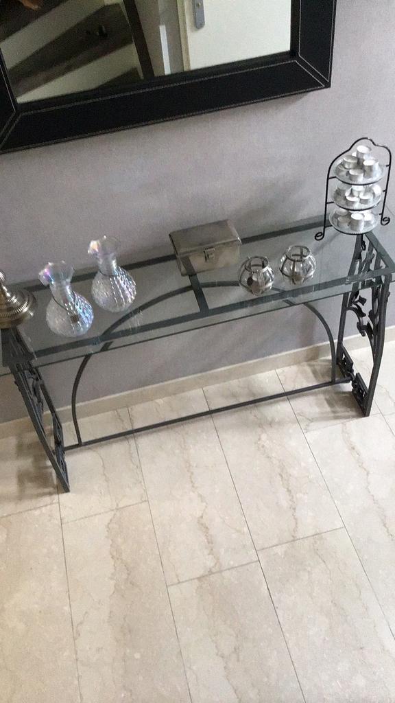 Haltafel, 100 tot 150 cm, Ophalen of Verzenden, Zo goed als nieuw, Glas