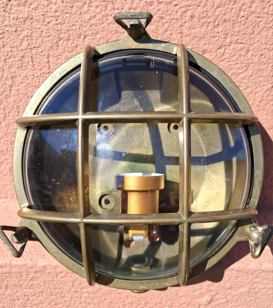 Messing scheepslamp / draadlamp / kooilamp (4x per stuk), Huis en Inrichting, Lampen | Plafondlampen, Zo goed als nieuw, Ophalen of Verzenden