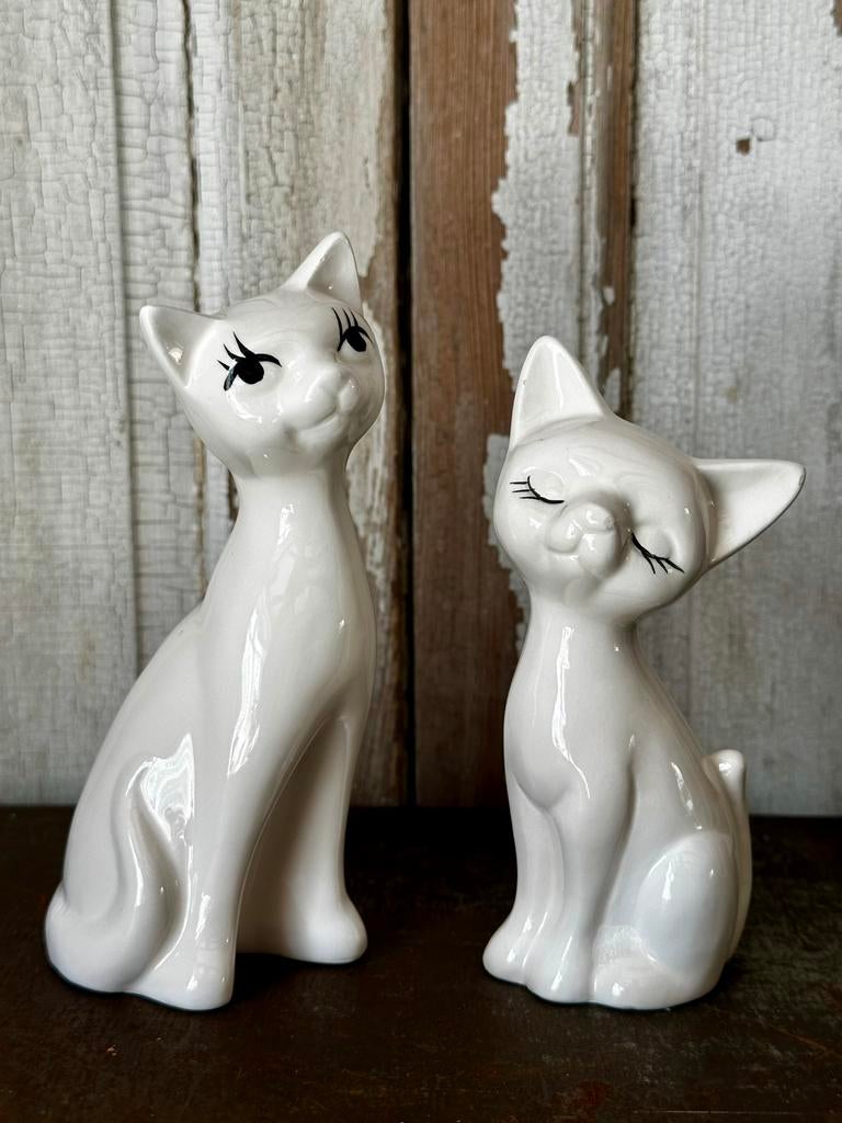Vintage katten beeldjes, Verzamelen, Beelden en Beeldjes, Ophalen of Verzenden, Gebruikt, Dier