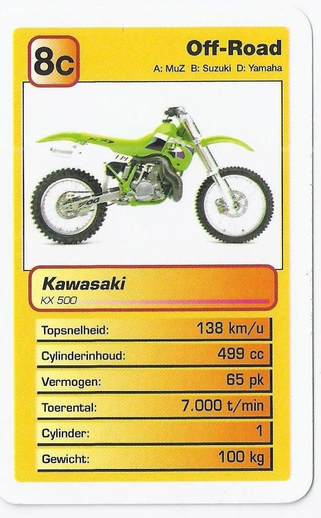 Mk 6c motorkaartje Kawasaki kx500, Ophalen of Verzenden, Zo goed als nieuw, Auto's