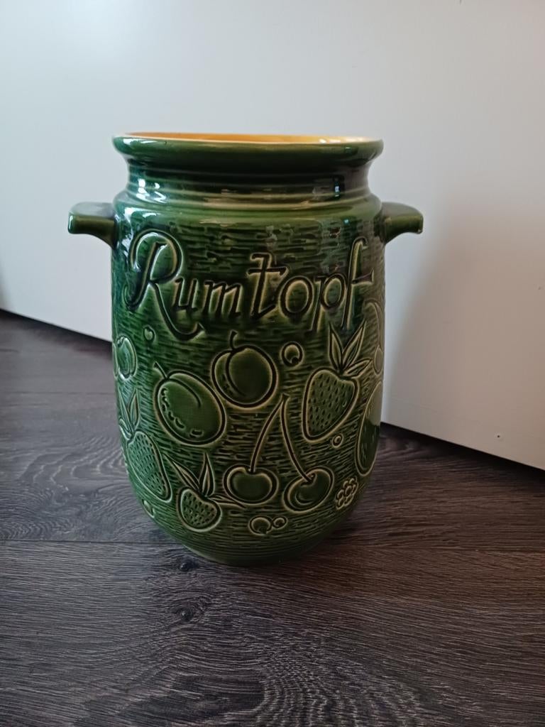 Vintage Rumtopf W. Germany - Groene Keramische Pot, Ophalen of Verzenden